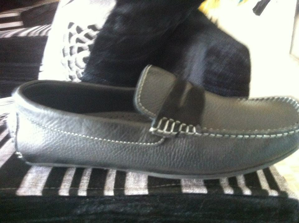 Lephidus Cuir noir avec languettes daim