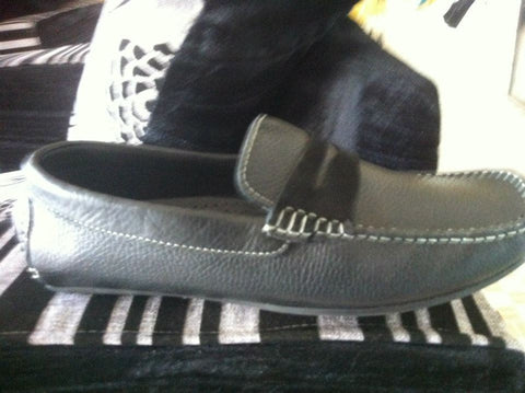 Lephidus Cuir noir avec languettes daim